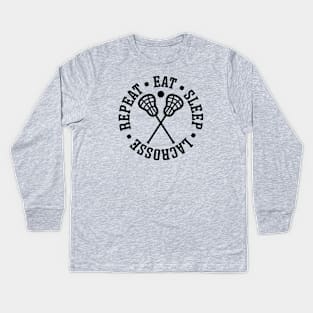 Eat Sleep Lacrosse Repeat Sport Cute Funny Kids Long Sleeve T-Shirt